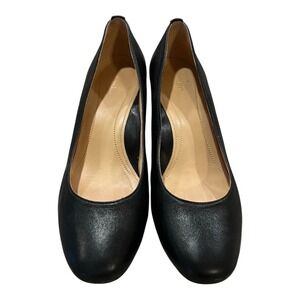 Nurture‎ Black Leather Block Heel Pumps Classic Career Shoes Size 9M